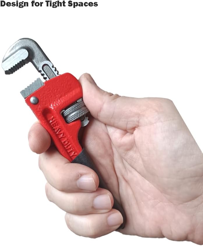 PANSHIYON Small Pipe Wrench, 6 Inch Straight Adjustable Mini Pipe Wrench Heavy Duty for Tight Spaces - Image 4